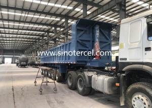 China Dump Tipper Semi Trailer 3 Axles Hydraulic Tipper Trailer Blue factory