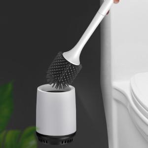 China Factory supply Bathroom accessories cleaning household handheld white silicone toilet brush and holder factory