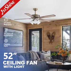 China Traditional Ceiling Fan Light Satin Nickel Body 3 Light Kit AC Motor factory