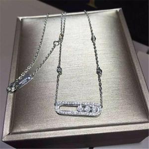 China Luxury Jewelry Three drill sliding necklace 18k white gold yellow gold rose gold diamond necklace 24 mm wide and 6.65 mm long factory
