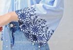 Custom Women Long Wide Sleeves Off Shoulder Blouse With Embroidery Decor