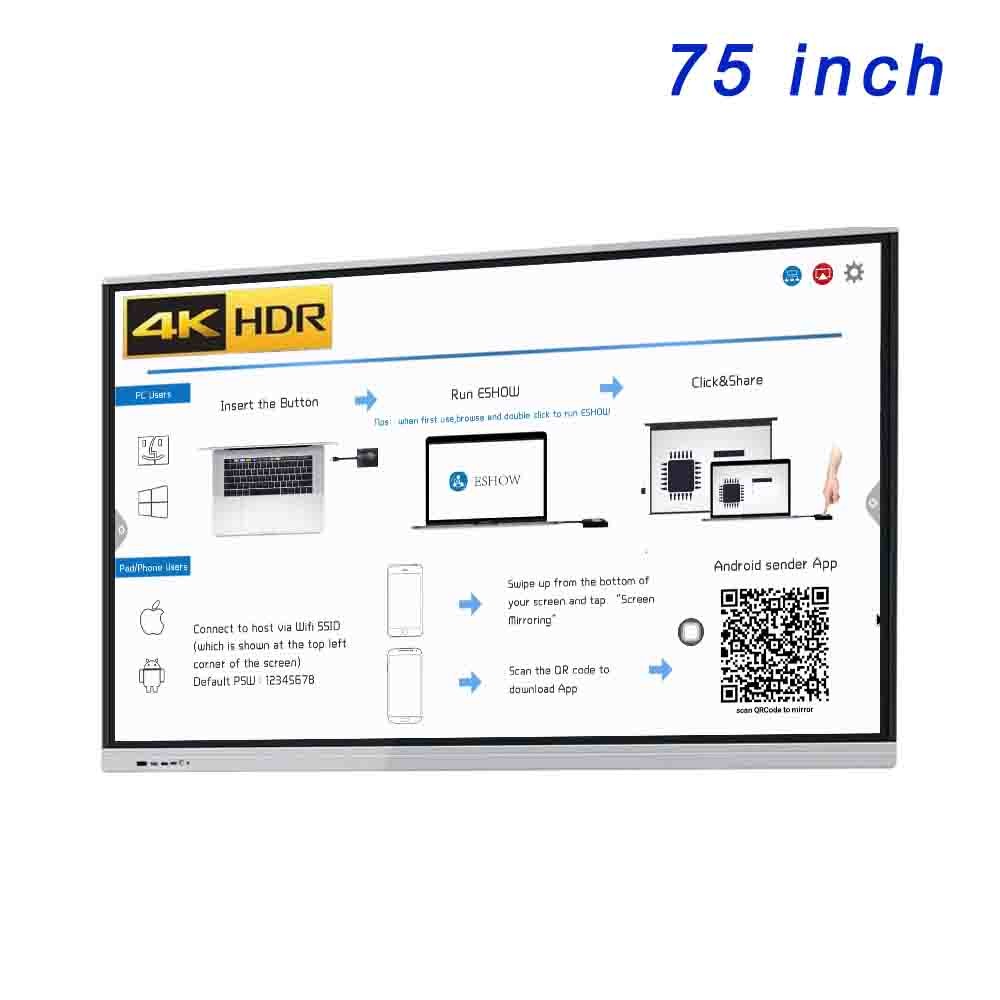 OPS PC Smart Touch Board LCD Interactive Flat Panel 75 Inch Custom