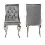 Grey Fabric SS Dining Chairs Modern Sliver For Upscale Hotel Restaurants