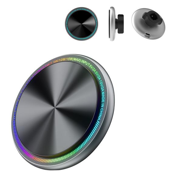 Metal Magnetic Wireless Charger Car Phone Holder With Running Light Character