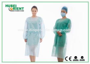 China Medical Protective Clothing / Blue Yellow Surgical PP+PE Isolation Gown With Elastic Wrist For Clinic factory
