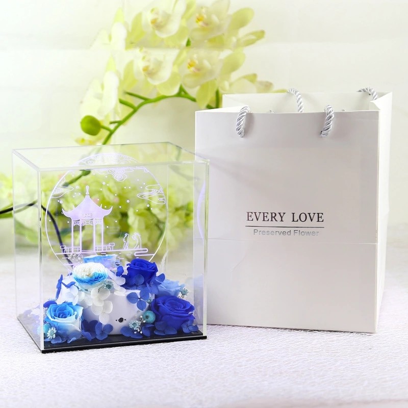 Preserved flower with 3D light real infinity flower gift Natural Fresh flower rose