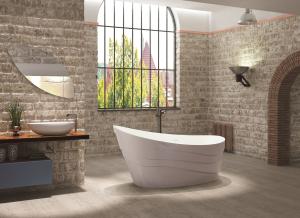 China Elegant Look Freestanding Soaking Bathtub Modern Stand Alone Tub factory