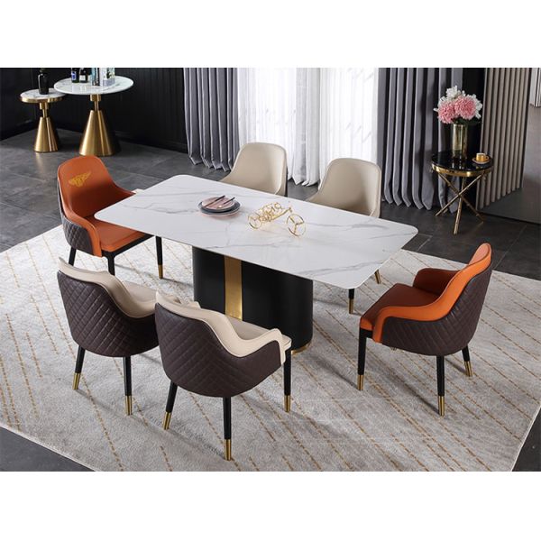 Synthetic Leather Optional Dining Room Chair with Durable Solid Wood Leg and Stainless Steel Frame Nordic Luxury Design
