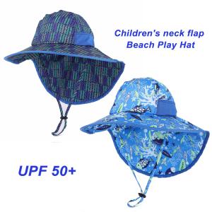 China Searsucker Blue Beach Hawaii Fisherman Hat Custom Upf 50 Sun Protection Baby factory