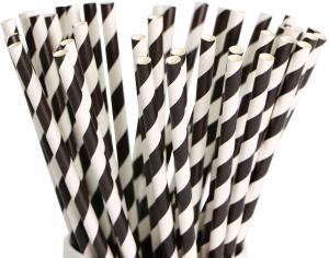 China Eco Friendly 8.25 Inches Graduation Black Striped Disposable Paper Straws factory
