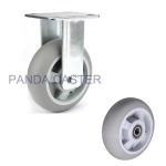 6 Inch Soft Gray Fixed Caster Wheels Heavy Duty Rubber Castors