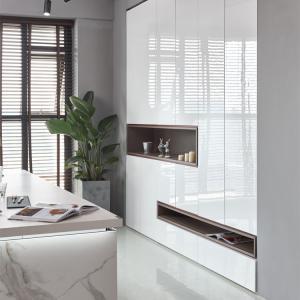 China High Gloss Wardrobes White Modern Coat Closet Display Table Storage factory