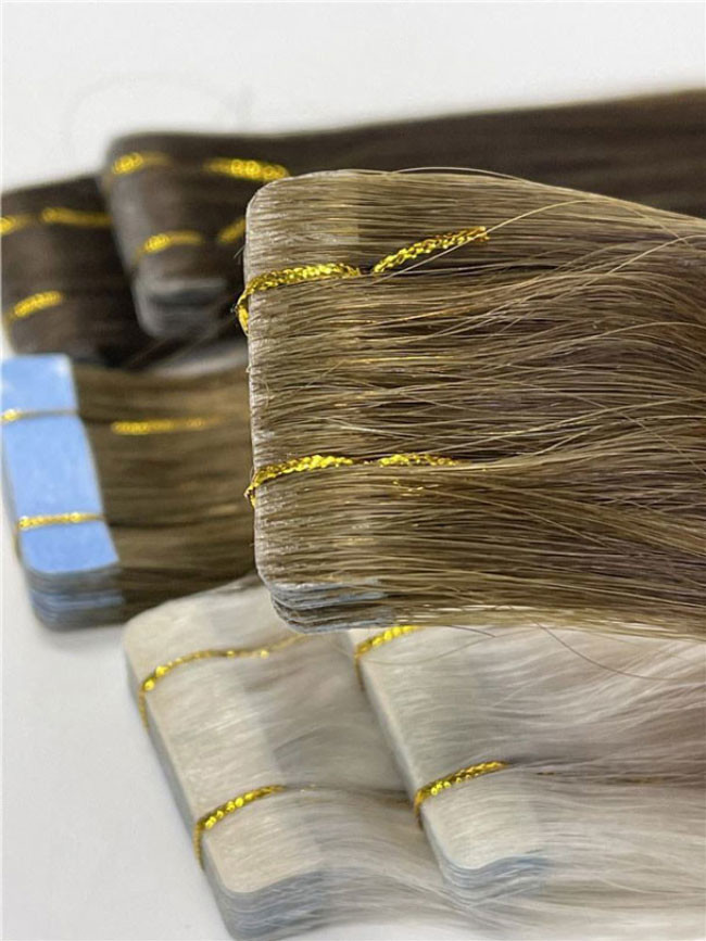 Curly Remy Tape In Extensions Human Hair Cuticle Aligned 50g/Pack
