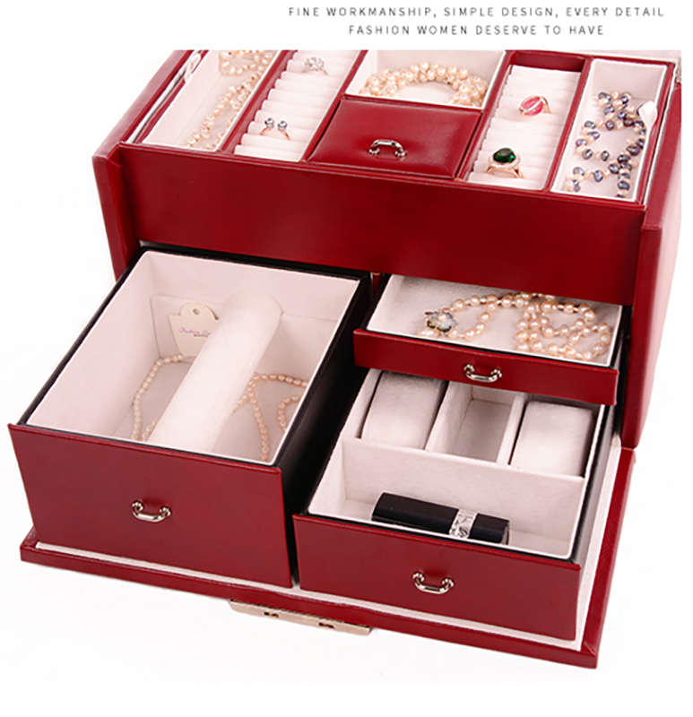 Flannel Interior Travel Size Jewelry Box , Soft Lining Jewelry Carrying Case