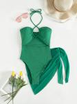 Deep V 3 Piece Bathing Suit Set Backless Fashion Three Piece Beachwear Bikini