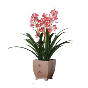 China High Lifelike 80cm Artificial Cymbidium Fabric Flowers House Table Decoration factory