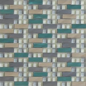 China Strip glass mix metal mosaic puzzle pattern for interior and exterior decoration factory