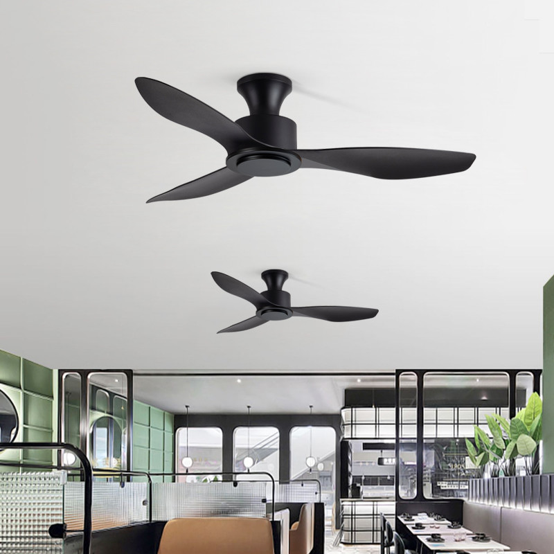 European Style DC 56 Inch 50W ABS 3 Blades Wall Control Remote Control Dimmable Led Ceiling Fan Black FAN LIGHT