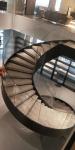 American Oak Treads Curved Tempered Glass For Indoor Wood Arc Stairs