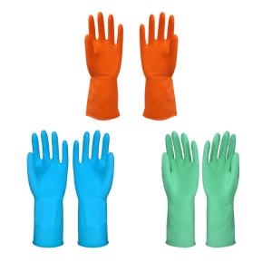 China Dip Flocklined Cleaing Table Household Cleaning Gloves 300mm Latex Gloves factory