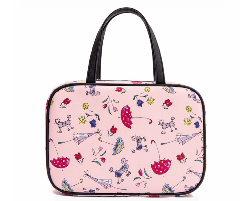 Large Capacity Pink Zip Polyester Travel Toiletry Bag