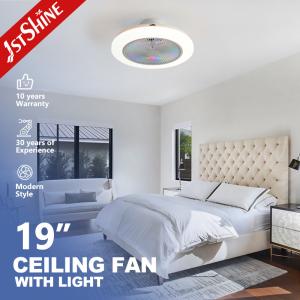 China 19 INCH/OEM LED Ceiling Fan with White Finish and RGB Atmosphere Light Hidden Blades factory