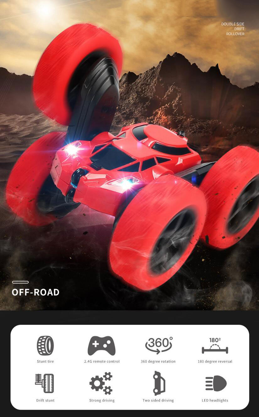 Direct Charge 4WD RC Stunt Car 2 Sided 360 Rotation Gifts for Boys Girls Kids Age 6