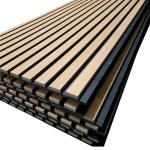 Natural Wood Finish 9mm PET Base Board 12mm Wood Slat Acoustic Panel Wall