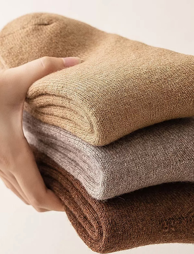 Thick Warm Cozy Solid Color Wool Socks Terry Winter Crew Socks