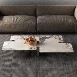 Titanium Glazed Stainless Steel Marble Gold Silver Tea Table