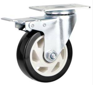 China 5 Inch Locking Caster Wheels Polyurethane Wheels Zinc Plated factory