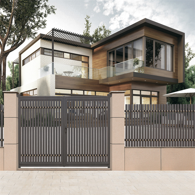 Powdercoated Main Wrought Iron Aluminium Fence Gate Handcrafted For Outdoor Villa