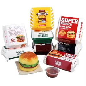 China Custom Printed Fast Food Boxes Food-Grade Kraft Paper Packaging for Burgers Hot Dogs Fried Chicken factory