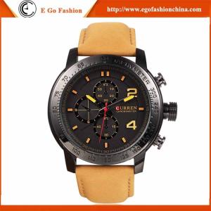 China CURREN Watch 8190 3 Knobs Subdial Watches Sports Watch Quartz Analog Watch Leather Watch factory
