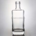 Glass Collar Square Gin Whiskey Rum Wine Vodka Bottle 750ml with Synthetic Cork