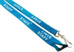 Staff Logo Teal Color Custom Polyester Lanyards J Hook / Safety Breakaway
