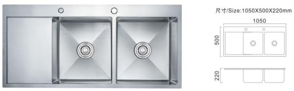 Stainless Steel 304 Plate Kitchen Sink Customized Size Double Drainer Sink