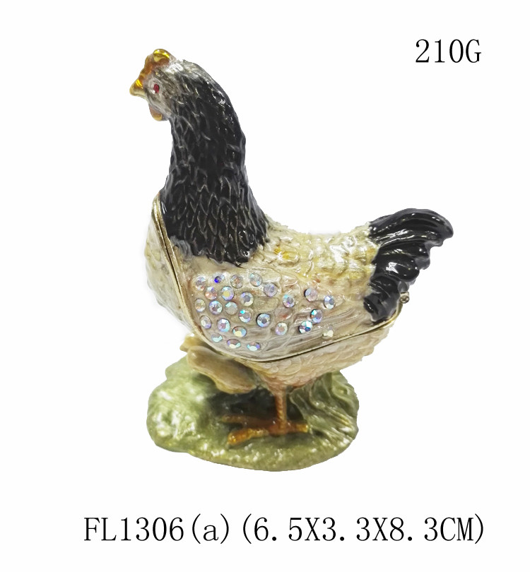 Unique hen jewelry box metal jewelry trinket box hen jewelry box