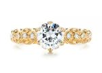 14K Yellow Gold Real Diamond Jewellery Ring Vintage Style 6.5mm Size OEM