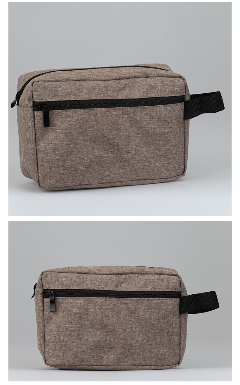 Men's Travel Pure Color Makeup Cosmetic Bag With Zipper