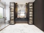 Luxurious Metal Sink Vanity Exquisite Marble Top Modern Bathroom Cabinet