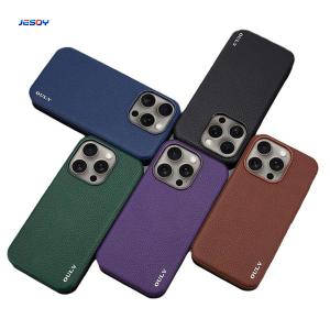 China Vegan Leather Cell Phone Cover Shockproof For IPhone 16 15 Pro Max factory