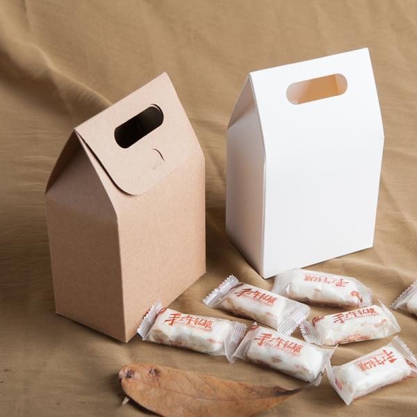 Reusable Portable Kraft Paper Bag Macaron Cake Box Simple Flip Cover Packaging