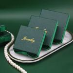 Luxury Green Color Rigid Cardboard Gold Logo Set Jewelry Gift Box With Ribbon