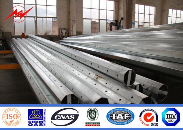 Electrical Concial Tapered Steel Utility Pole , Steel Power Distribution Pole