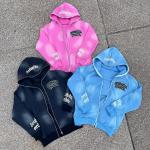 Labels Unisex Men'S Hoodies Set Custom Full Zip Up Hoodie Tracksuit Acid Wash