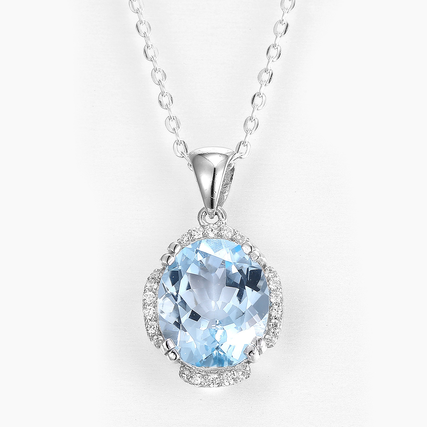 Long Teardrop Round Marquise Pendant Necklace 925 Silver Gemstone Box Chain Locket