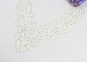 China White V Neck Cotton Embroidered Neckline Applique With Dot Edging For Evening Gown factory