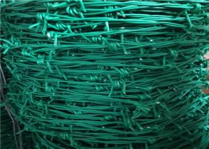 China Colorful PVC Coated Barbed Wire 3 - 4 Strands 4 Points Security Fence factory