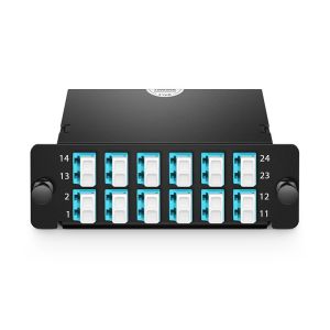 2 MTP To 12 Lc Duplex Patch Panel Connector 24 Fibers OM4 Multimode Type AF